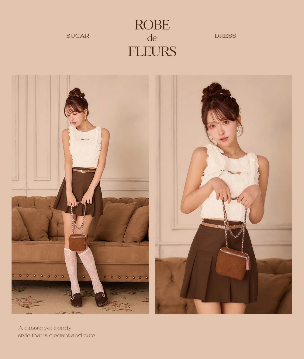 【ROBE de FLEURS/ローブドフルール】フラワーレース/ リボン/ フレア/ セットアップ/ ミニドレス/ キャバドレス2