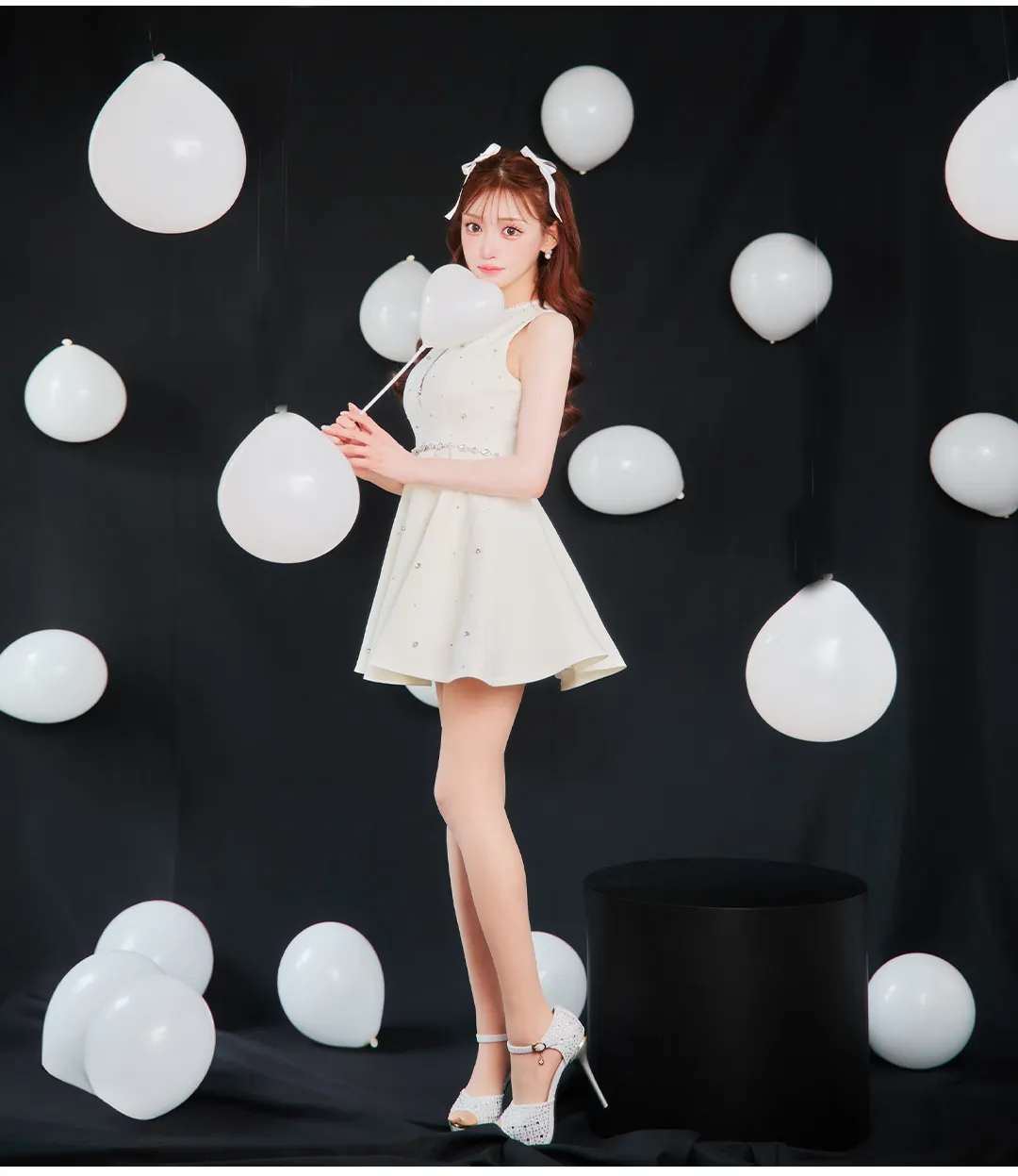 FM3618 / 【ROBE de FLEURS/ローブドフルール】リボンビジュー/ バストカット/ フレア/ ミニドレス/ キャバドレス5