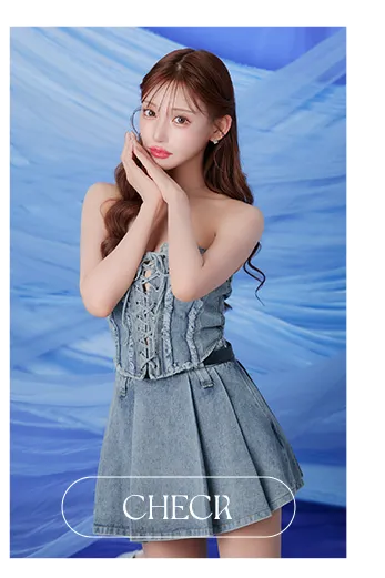 【Anier ROBE./アニエルローブ】【ROBE de FLEURS/ローブドフルール】Denim race up belt setup mini dress/ デニム/ レースアップ/ ベルト/ セットアップ/ ミニドレス/ キャバドレス