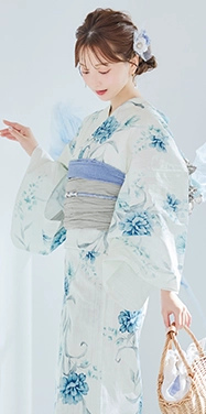 ベビーブルー牡丹＆紫陽花浴衣