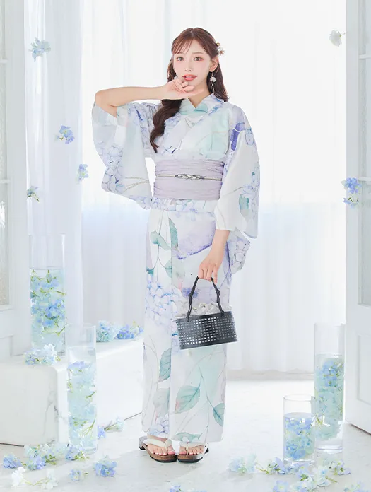 シャーベット水彩紫陽花浴衣3