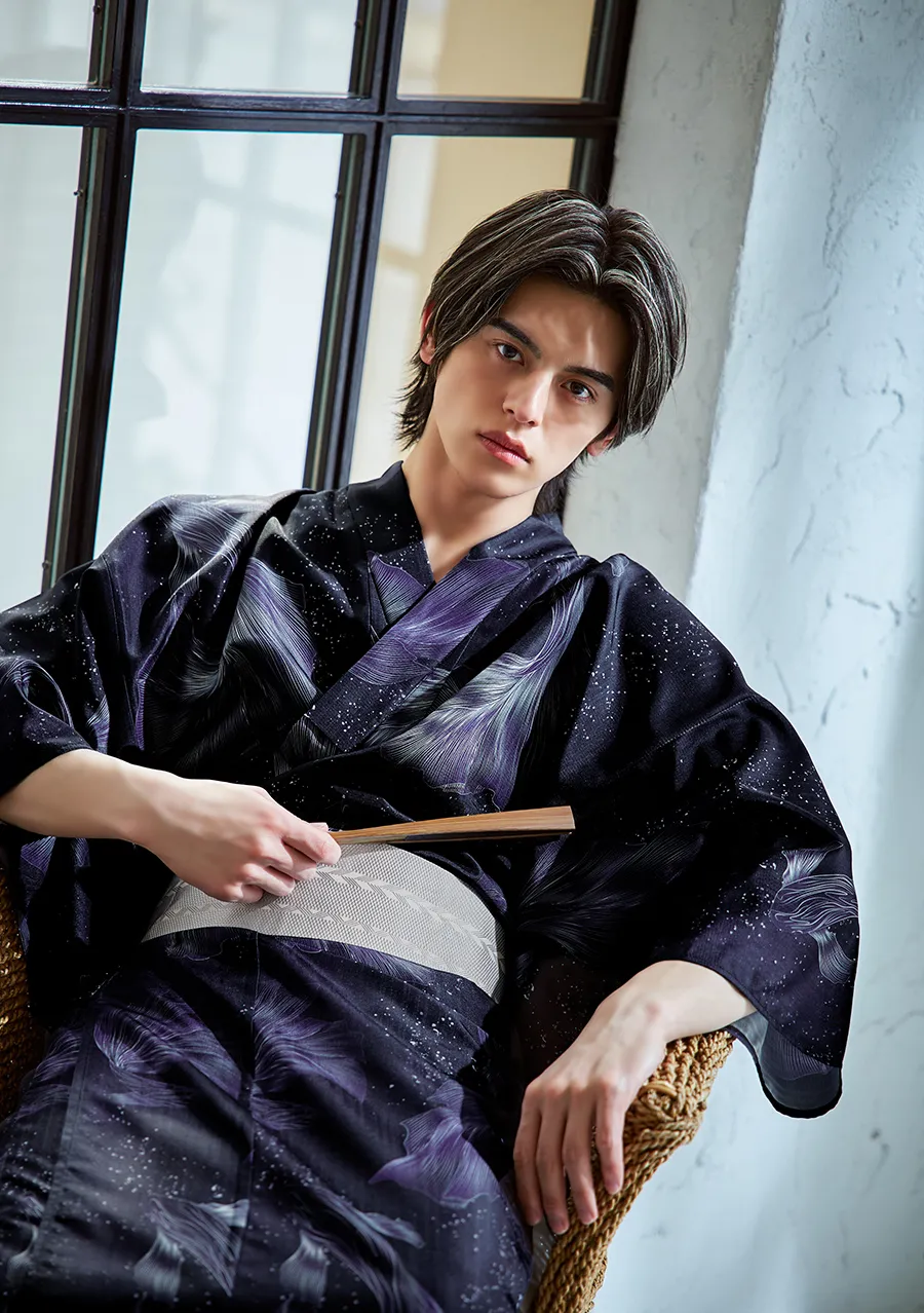 蒼流金鯉の紳士浴衣1