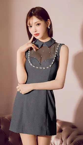 【Anier ROBE./アニエルローブ】【ROBE de FLEURS/ローブドフルール】Satin Bijou back open halter mini dress/ サテン/ ビジュー/ バックオープン/ ホルター/ ミニドレス/ キャバドレス9