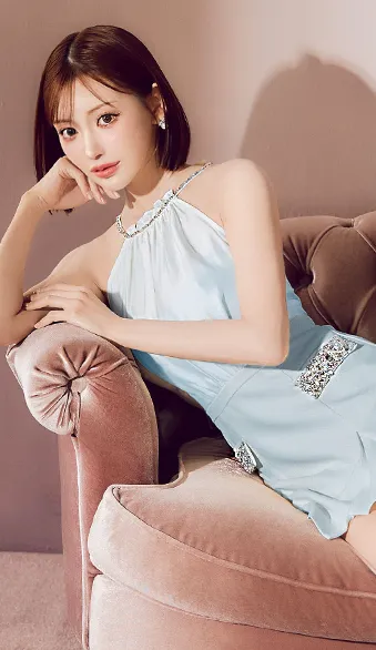 【Anier ROBE./アニエルローブ】【ROBE de FLEURS/ローブドフルール】Satin Bijou back open halter mini dress/ サテン/ ビジュー/ バックオープン/ ホルター/ ミニドレス/ キャバドレス7