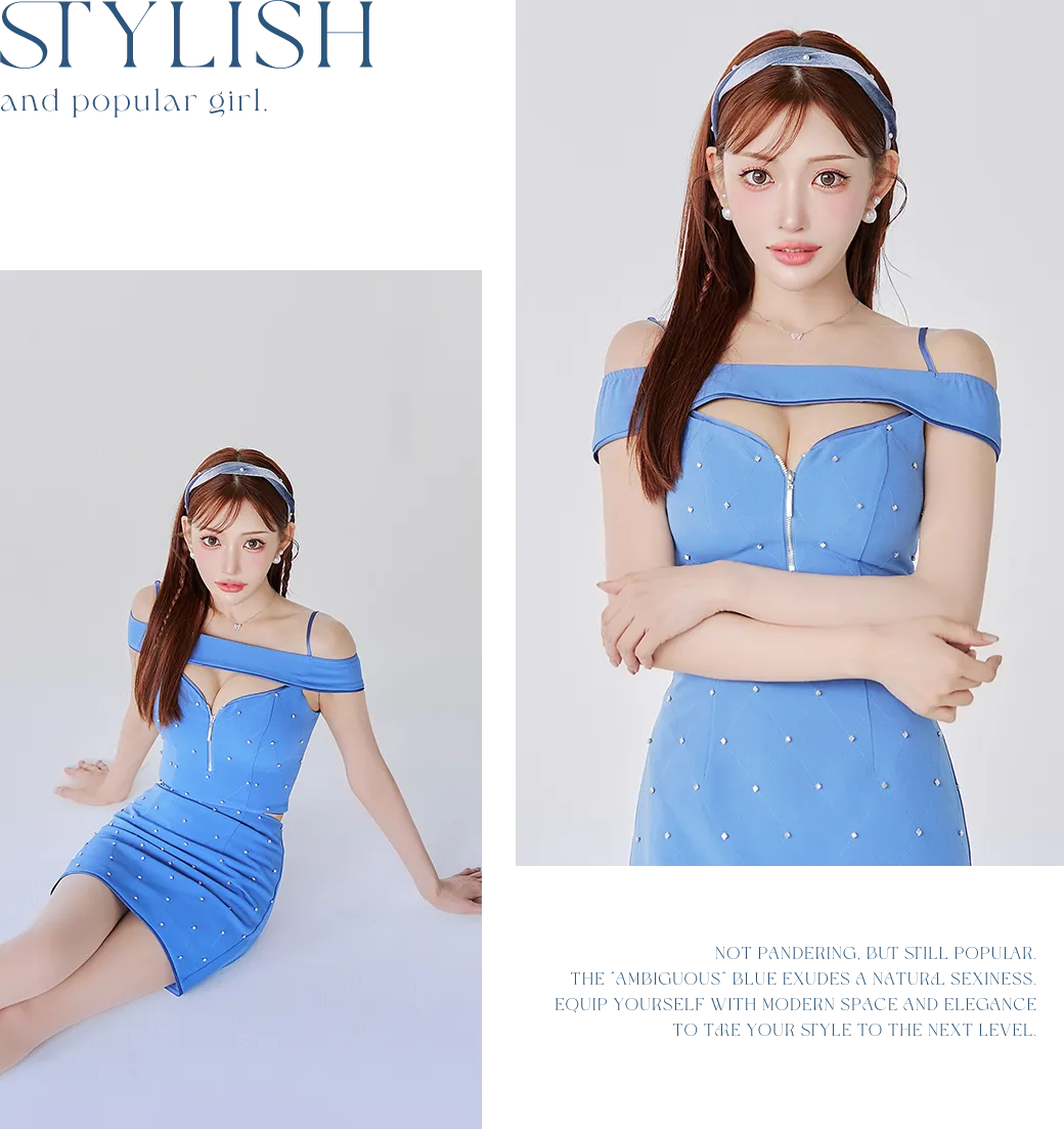 【ROBE de FLEURS Glossy/ローブ・ド・フルール グロッシー】バストカット/ セットアップ/ オフショル/ キャミ/ ミニドレス/ キャバドレス4