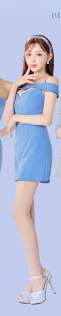 【ROBE de FLEURS Glossy/ローブ・ド・フルール グロッシー】バストカット/ セットアップ/ オフショル/ キャミ/ ミニドレス/ キャバドレス