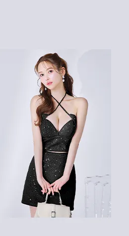 【ROBE de FLEURS Glossy/ローブ・ド・フルール グロッシー】スパンコール/ ラメツイル/ セットアップ/ ミニドレス/ キャバドレス10