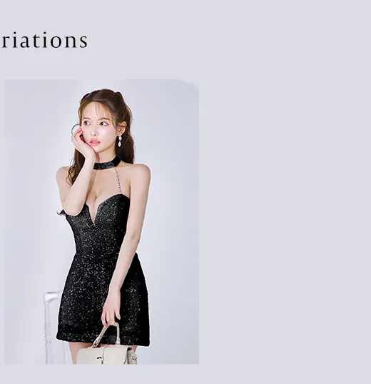 【ROBE de FLEURS Glossy/ローブ・ド・フルール グロッシー】2way/ スパンコール/ ホルター/ バストカット/ セットアップ/ ミニドレス/ キャバドレス8