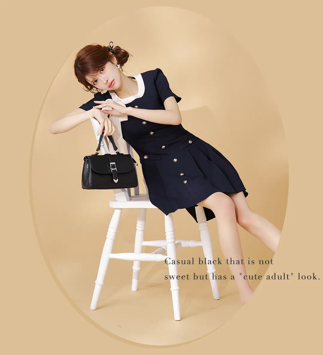 【GINZA COUTURE/銀座クチュール】バイカラー/ リボン/ 半袖/ 袖あり/ プリーツ/ フレア/ Aライン/ ワンピース/ ミニドレス/ キャバドレス3