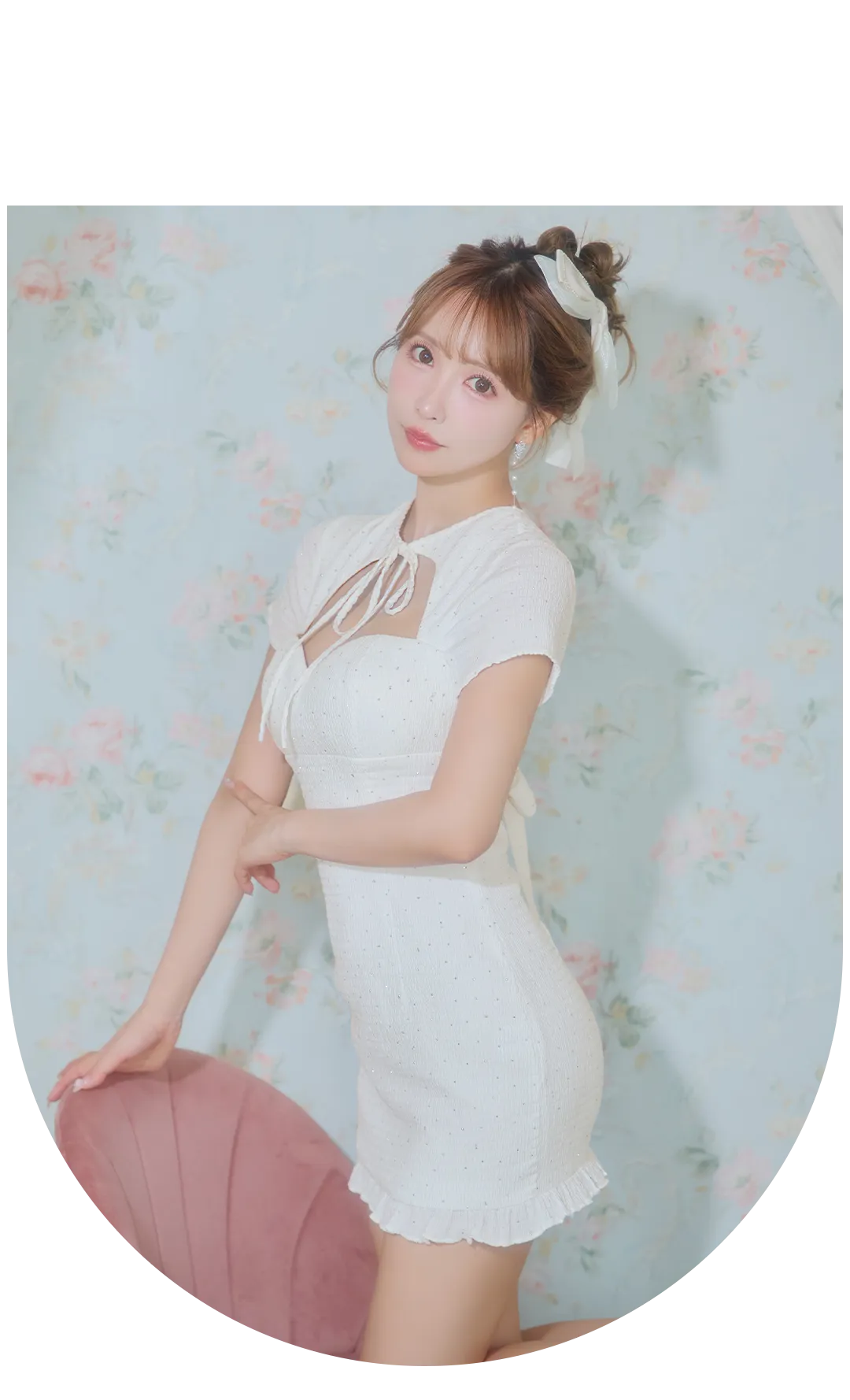【ROBE de FLEURS/ローブドフルール】カットデザイン/ ビジュー/ ワッフル/ リボン/ タイト/ ミニドレス/ キャバドレス4