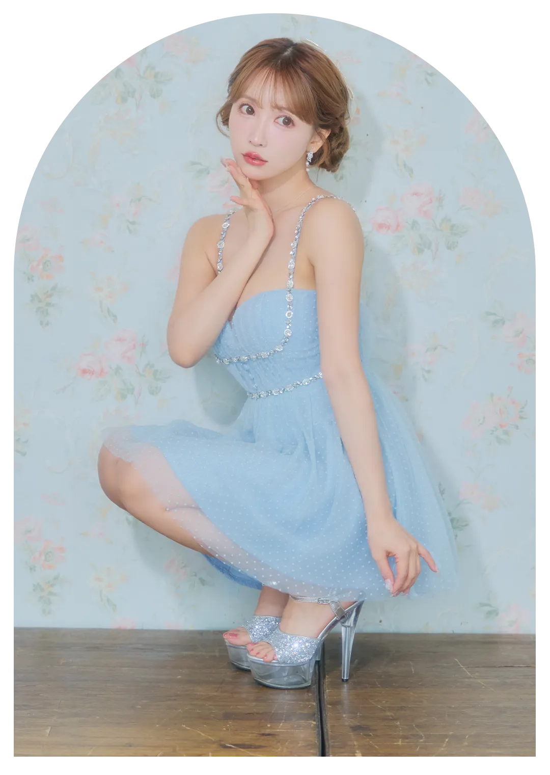 【ROBE de FLEURS/ローブドフルール】ドットチュール/ ビジュー/ フレア/ ミニドレス/ キャバドレス4