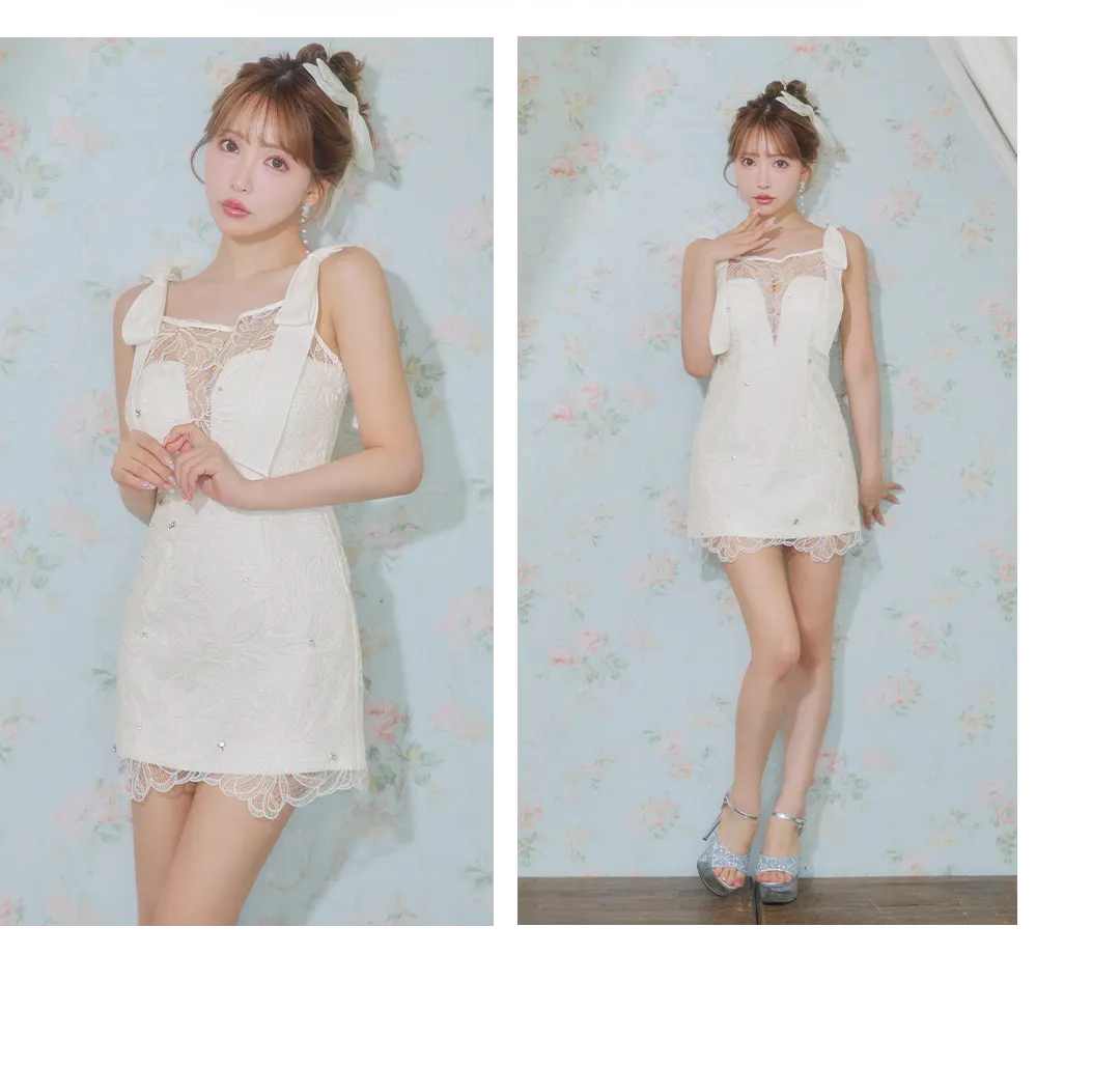 【ROBE de FLEURS/ローブドフルール】ショルダーリボン/ レース/ タイト/ ミニドレス/ キャバドレス3