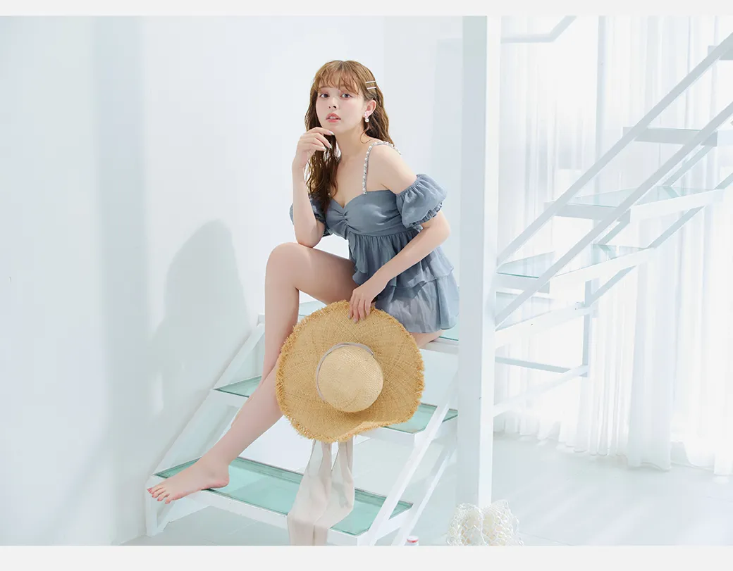 フリルシフォン×オフショルダー ビキニ 2点セット3