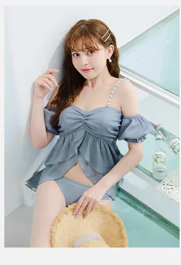 フリルシフォン×オフショルダー ビキニ 2点セット1