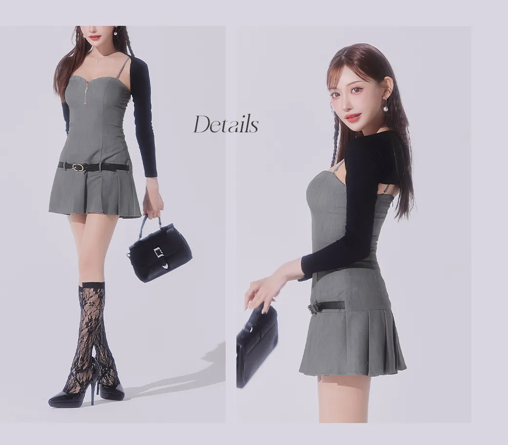 【ROBE de FLEURS Glossy/ローブ・ド・フルール グロッシー】ボレロ着脱可能/ ローベルトデザイン/ プリーツ/ ミニドレス/ キャバドレス2