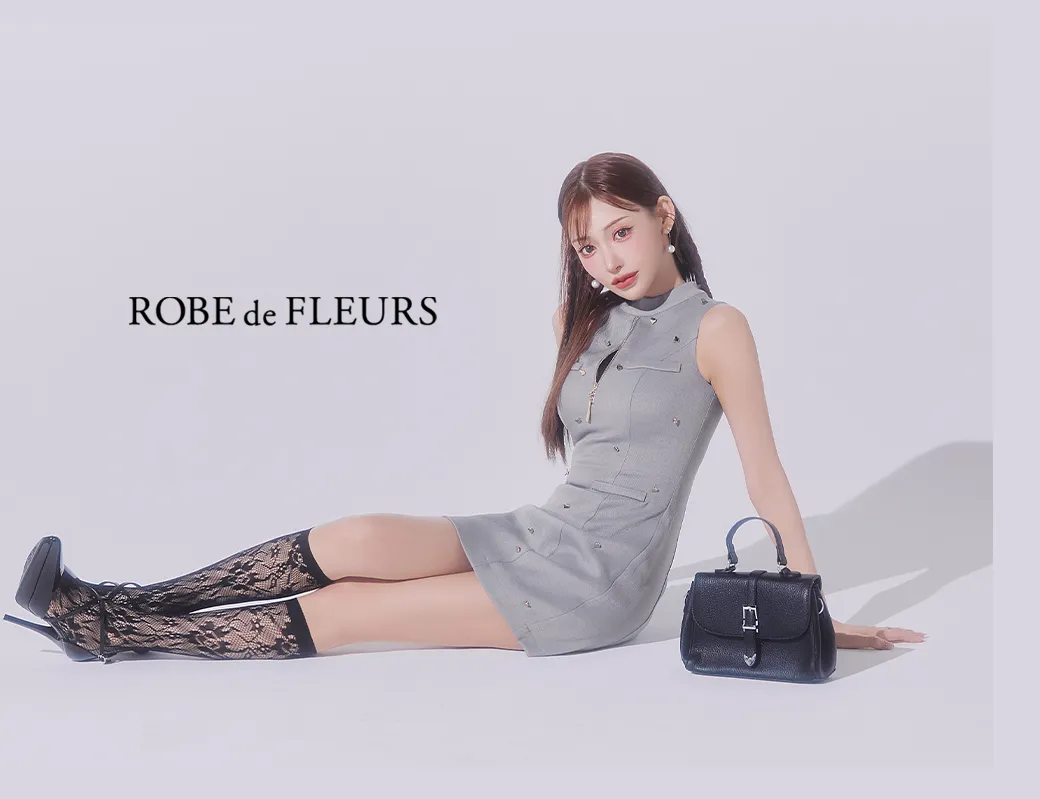【ROBE de FLEURS/ローブドフルール】ハイネック/ ジッパー/ ワンカラー/ ノースリーブ/ Aライン/ ミニドレス/ キャバドレス3