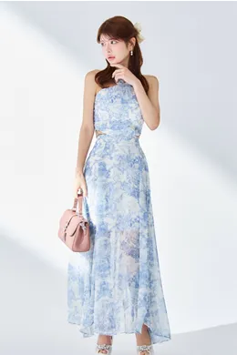 【DEA.by ROBE de FLEURS/ディアバイローブドフルール】ティアード/ シフォンレース/ フレア/ ロング/ ワンピース/ ミモレ丈/ ミディアムドレス/ キャバドレス