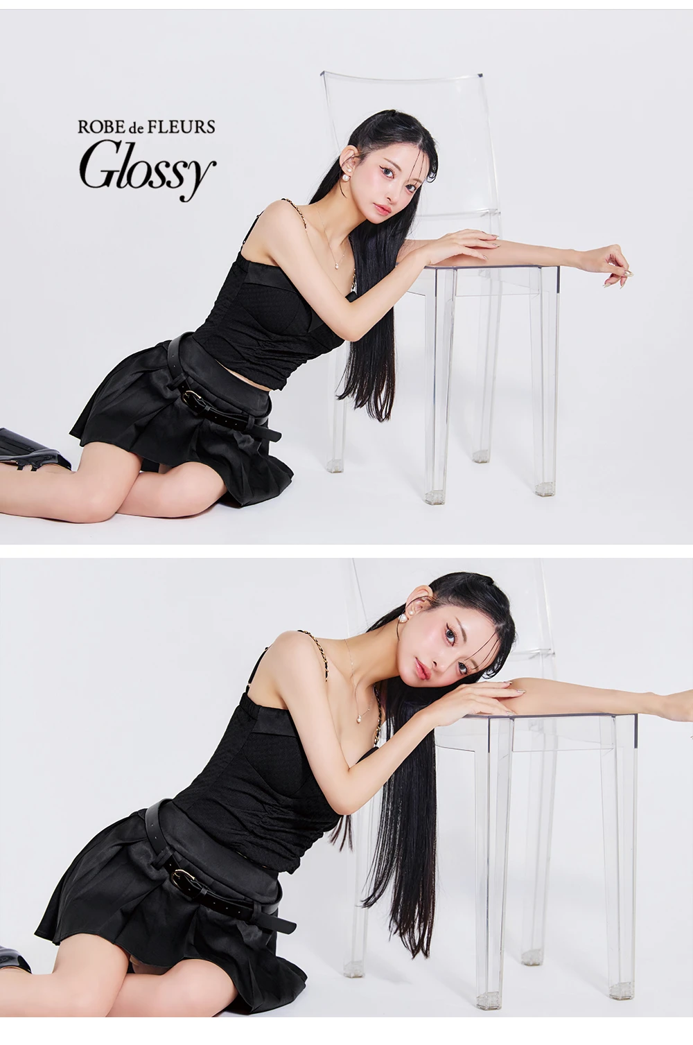 【Glossy/グロッシー】ベルト付き/ ハートカット/ セットアップ/ プリーツ/ フレア/ ミニドレス/ キャバドレス 3