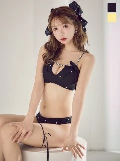 サイドリボンビジュースタッズビキニ