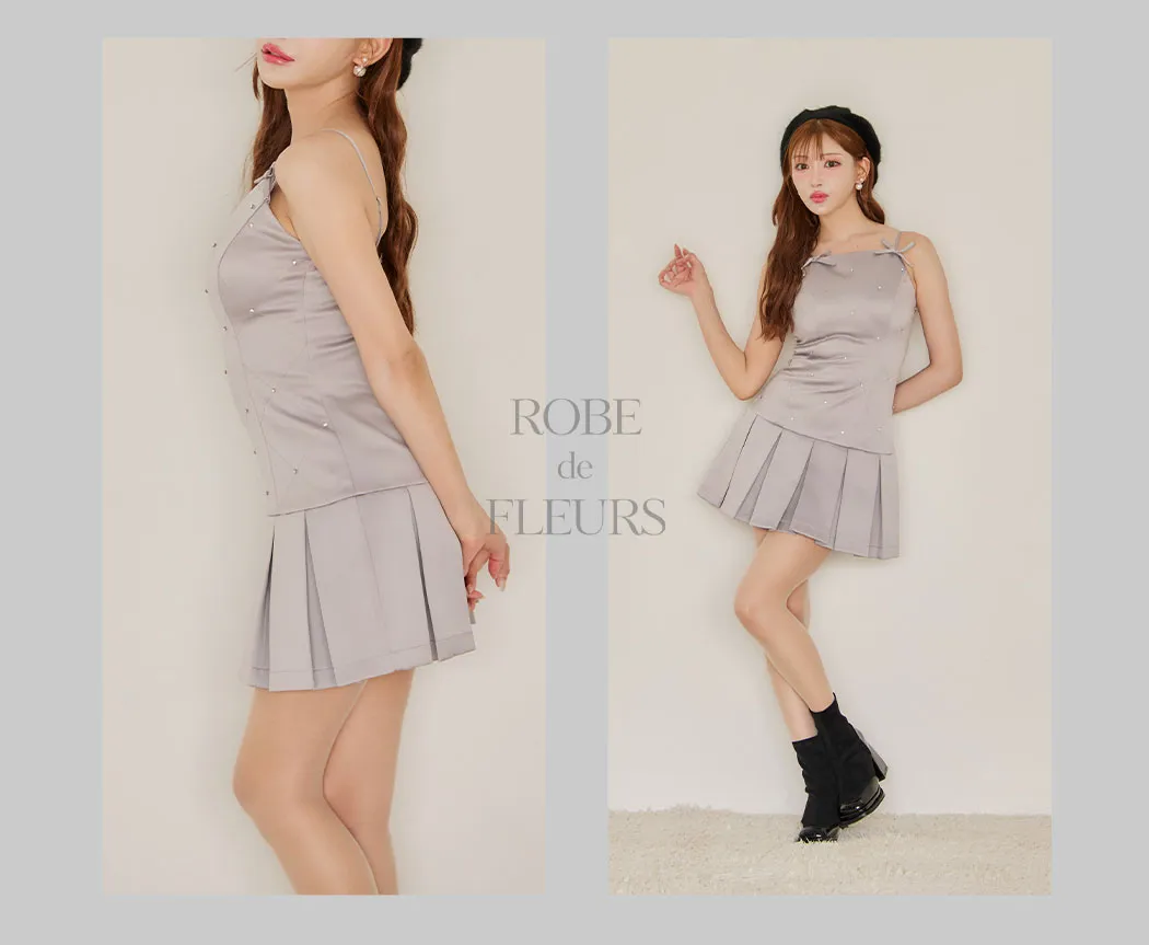 大人かわいい際立つガーリーグレー7Look6