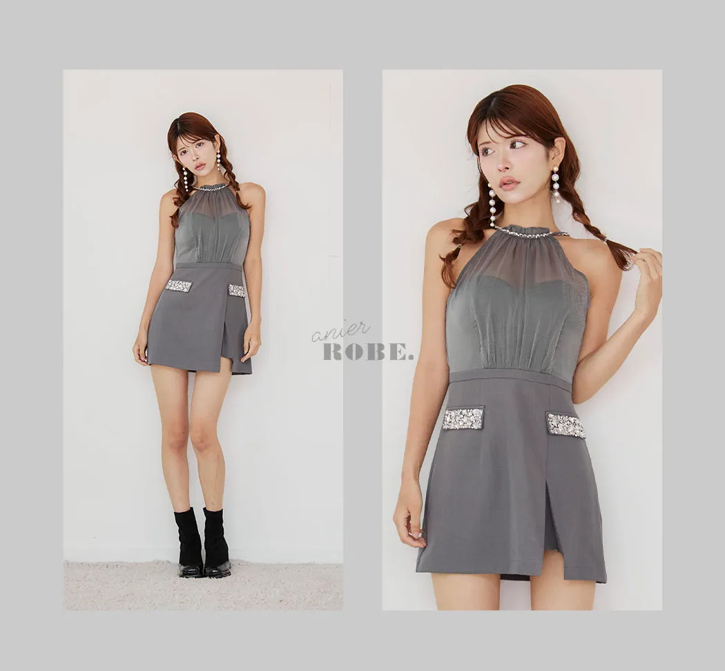 大人かわいい際立つガーリーグレー7Look15
