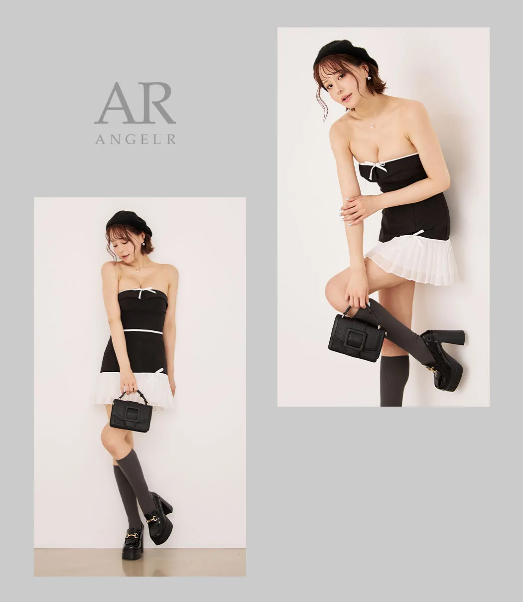 大人かわいい際立つガーリーグレー7Look15