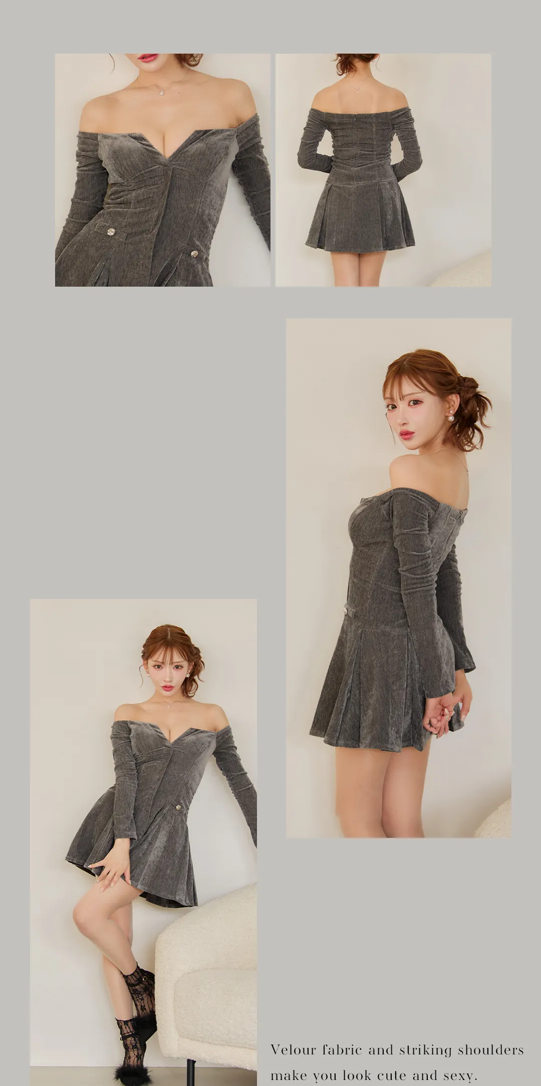 シンプルに色気漂う大人なカジュアルグレーDRESS7