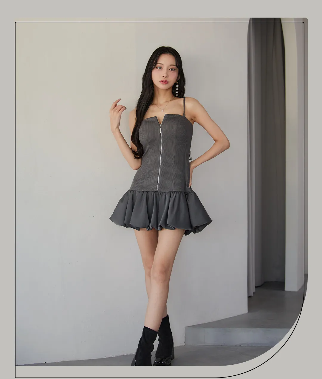 シンプルに色気漂う大人なカジュアルグレーDRESS14