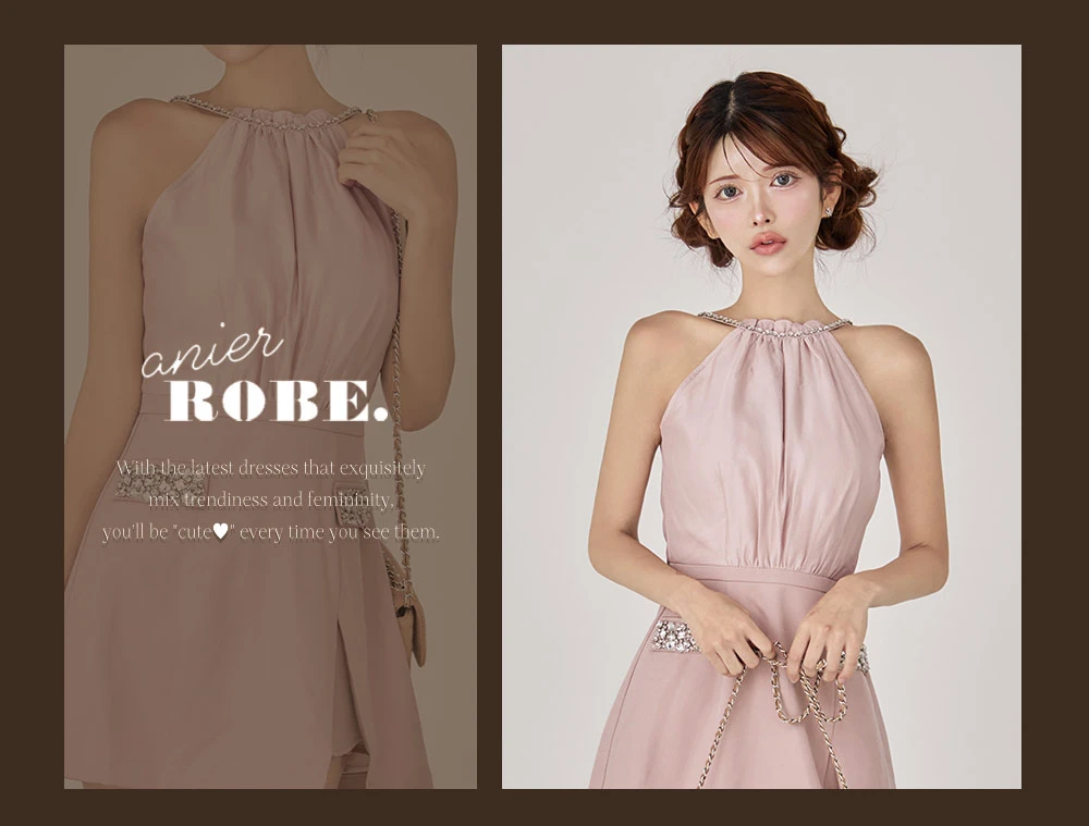 【Anier ROBE./アニエルローブ】【ROBE de FLEURS/ローブドフルール】Satin Bijou back open halter mini dress/ サテン/ ビジュー/ バックオープン/ ホルター/ ミニドレス/ キャバドレス4