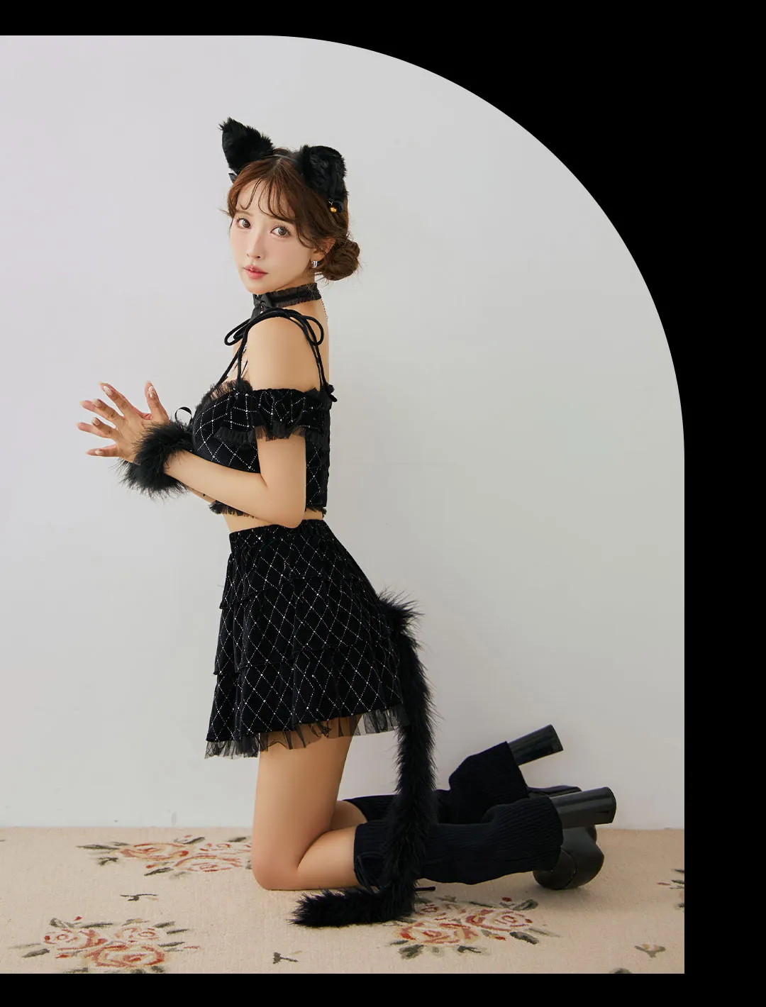ゆめが着る、グレー&ブラックドレス4