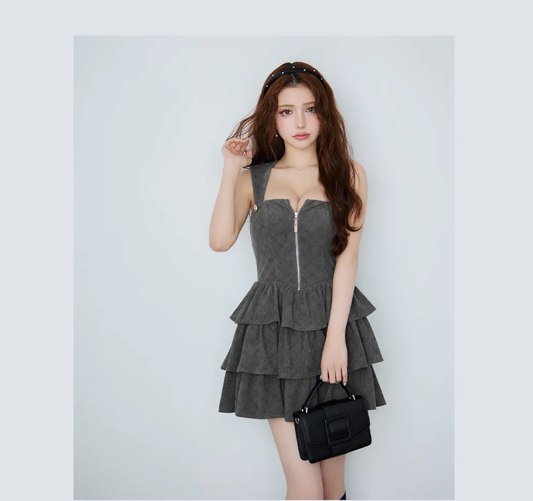 【Glossy/グロッシー】2way/ フーディー/ バストジップ/ ティアード/ フレア/ ミニドレス/ キャバドレス4