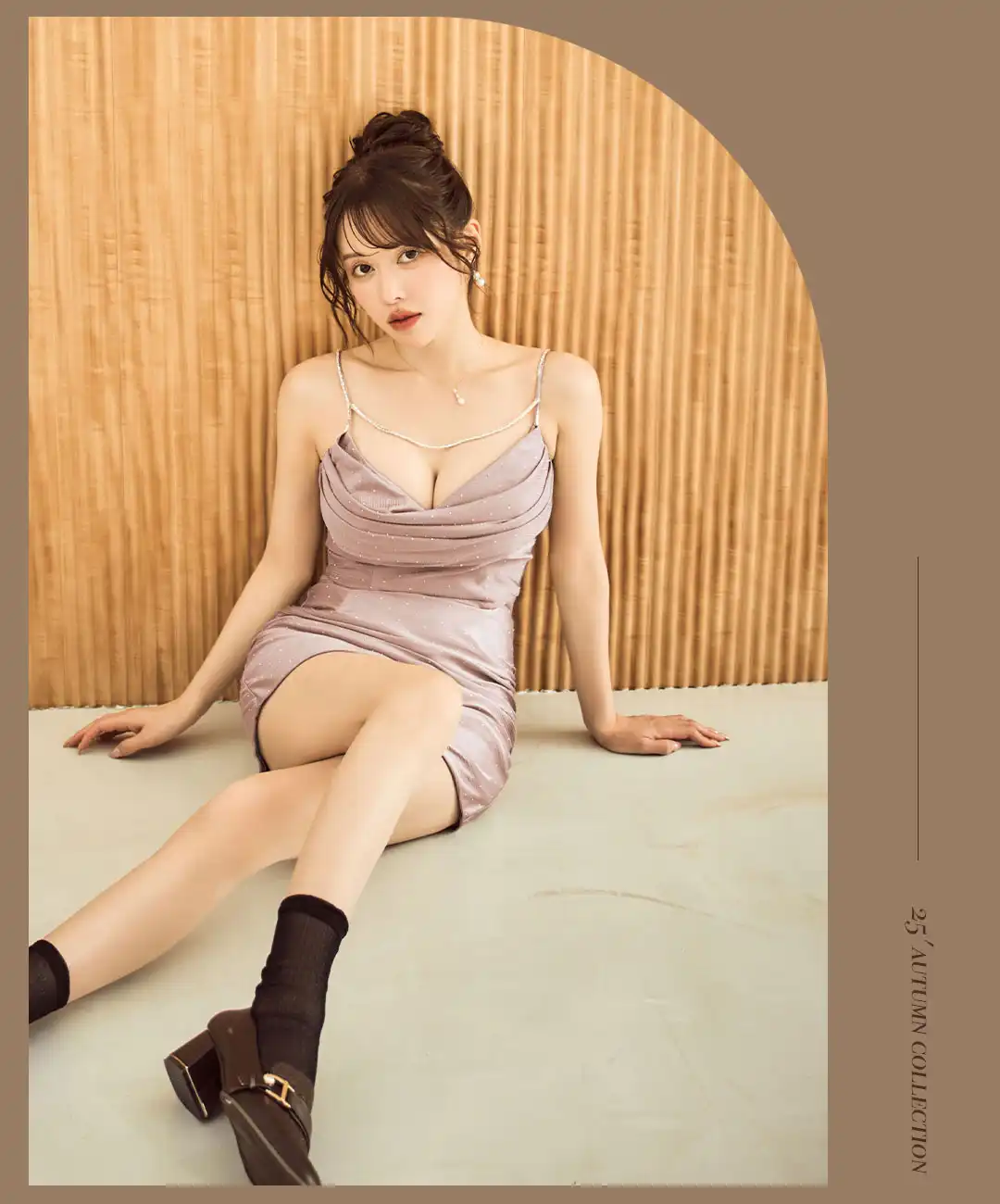 【Glossy/グロッシー】シアー/ ギャザー/ タイト/ セットアップ/ ミニドレス/ キャバドレス