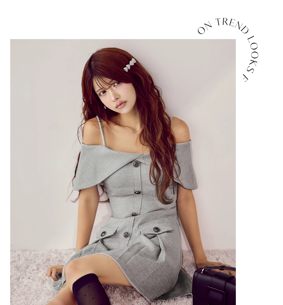 【ANDY/アンディ】オフショルダー/ キャミ/ ボタン/ ポケット/ ボックスプリーツ/ フレア/ ミニドレス/ キャバドレス3