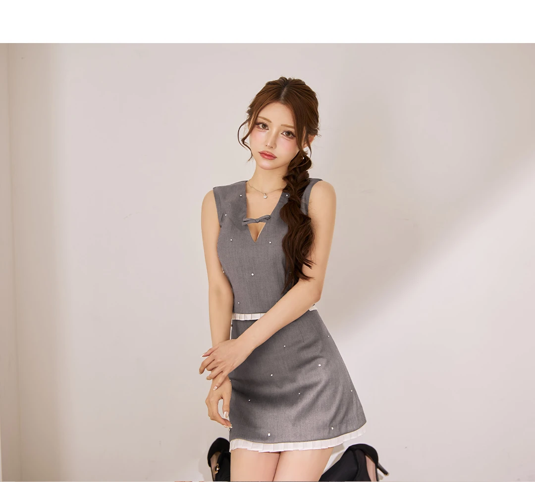 【ROBE de FLEURS/ローブドフルール】バストリボン/ ストーン付き/ セットアップ/ ミニドレス/ キャバドレス3