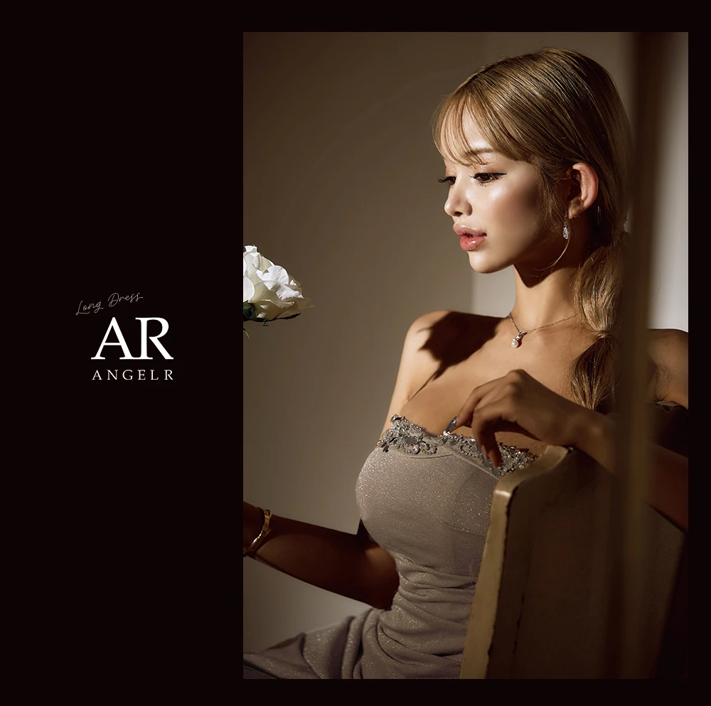 【ANGEL R/エンジェルアール】ベアトップ/ タック/ ラメ/ ビジュー/ フリル/ ラッフル/ ロングドレス/ キャバドレス3