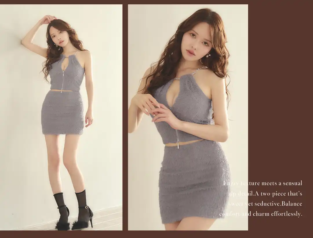 ふわふわ素材にセンシュアルなジップ
甘くも色っぽくも着こなせるセットアップ 3