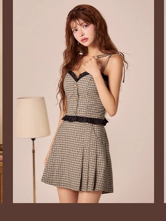 【ANGEL R/エンジェルアール】ベアトップ/ 2way/ フリル/ チェック/ フロントボタン/ プリーツ/ フレア/ マイクロミニドレス/ キャバドレス