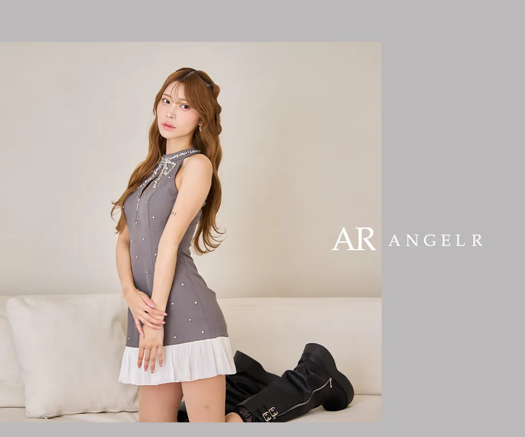 【ANGEL R/エンジェルアール】アッパーフラワーレース/ パールチェーン/ ビジュー/マイクロミニドレス/ キャバドレス3