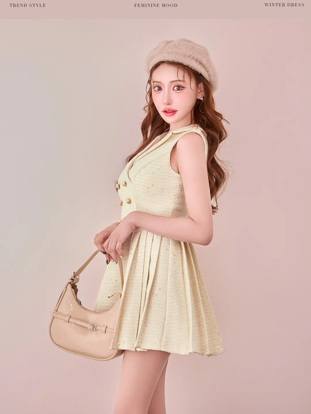 ツイード / ベージュ / コートライク / クラシカル / フレア / 洒落感 / 上品 / 立体シルエット / トレンド / 冬映え 6