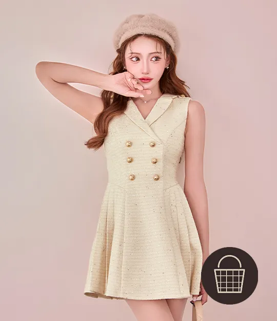 ツイード / ベージュ / コートライク / クラシカル / フレア / 洒落感 / 上品 / 立体シルエット / トレンド / 冬映え