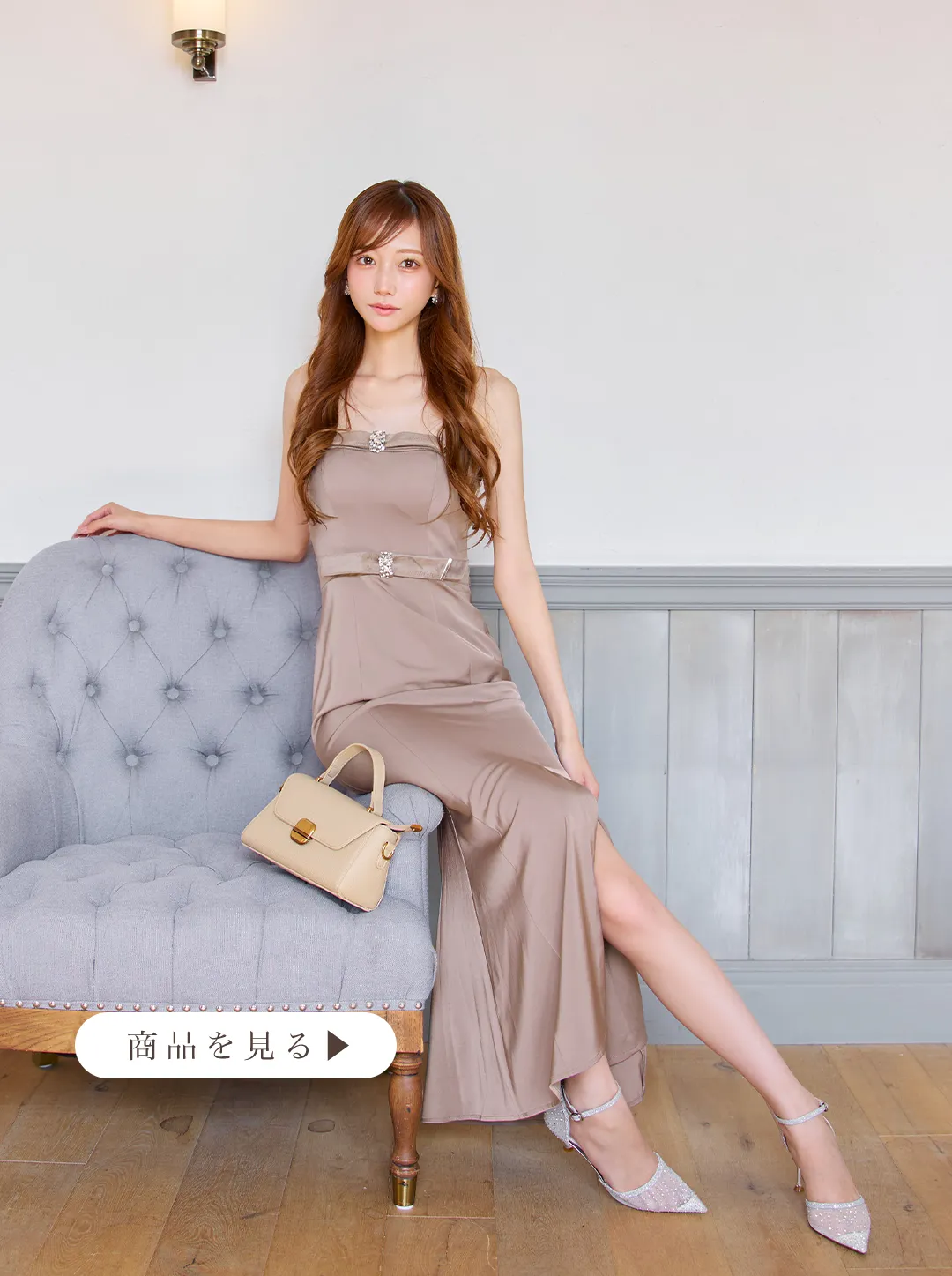 【DEA./ディア】サテン/ ベロア/ スリット/ キャミ/ ロングドレス/ キャバドレス2