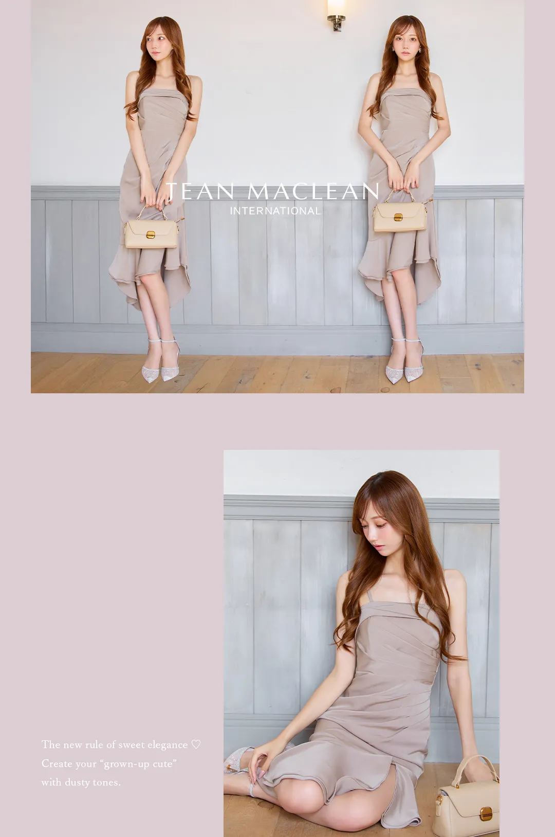 【JEAN MACLEAN/ジャンマクレーン】サテン/ タック/ ワンカラー/ キャミ/ アシンメトリー/ マーメイド/ ミディアムドレス/ キャバドレス4