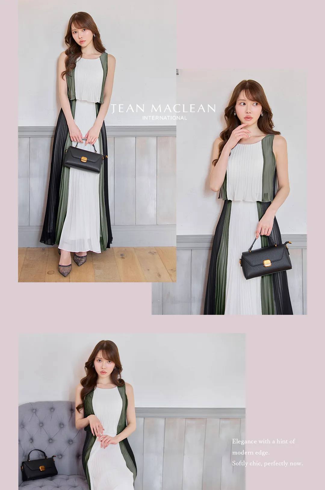 【JEAN MACLEAN/ジャンマクレーン】シフォン/ メロウ/ プリーツ/ マルチカラー/ ノースリーブ/ フレア/ ワンピース/ ロングドレス/ キャバドレス3