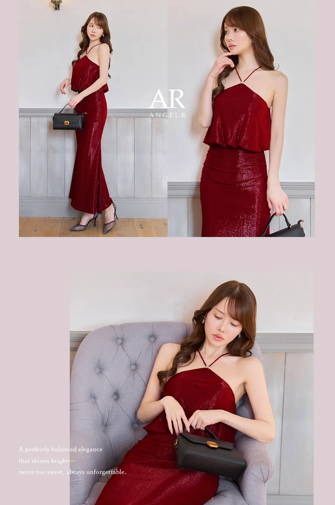 ANGEL R/エンジェルアール】ホルターネック/ チャーム/ ラメ/ タイト/ ロングドレス/ キャバドレス3