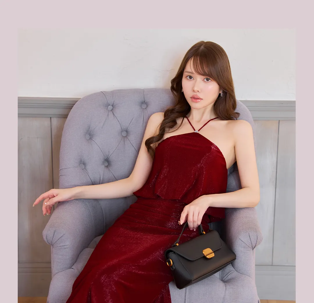 ANGEL R/エンジェルアール】ホルターネック/ チャーム/ ラメ/ タイト/ ロングドレス/ キャバドレス4