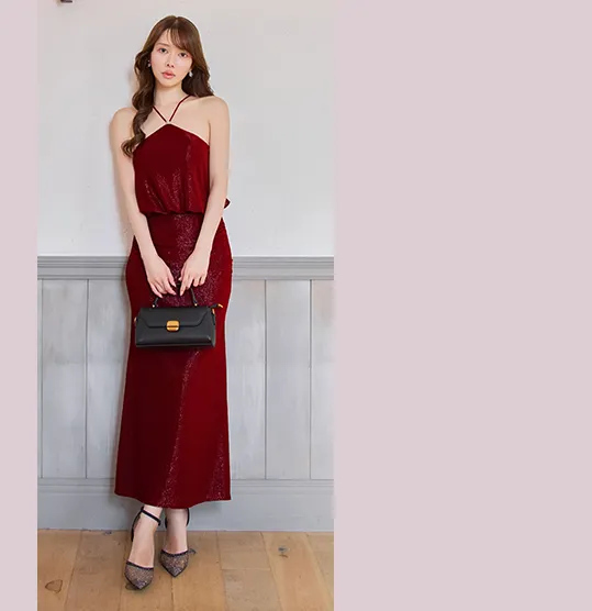 【ANGEL R/エンジェルアール】ホルターネック/ チャーム/ ラメ/ タイト/ ロングドレス/ キャバドレス6