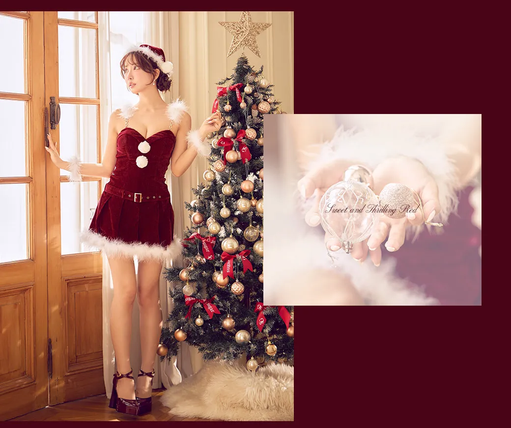 クラシカルベルト付きサンタコスプレ