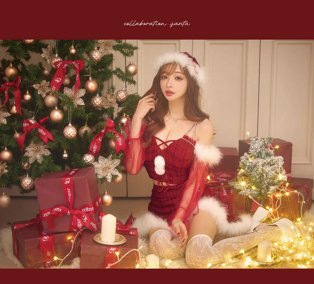 真優川咲ちゃんコラボバストクロスチェックツイードサンタコスプレ