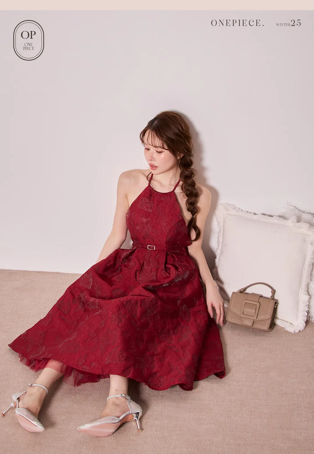 ワンピース / 総レース / ハルターネック / チュール裾 / Aライン / 透け感 / 上品 / フェミニン / お呼ばれ / パーティードレス 5