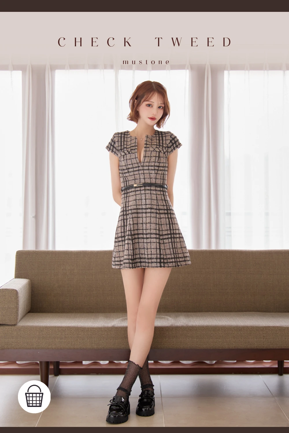 【DEA./ディア】金糸入り/ チェック/ ツイード/ フレア/ ミニドレス/ キャバドレス 1